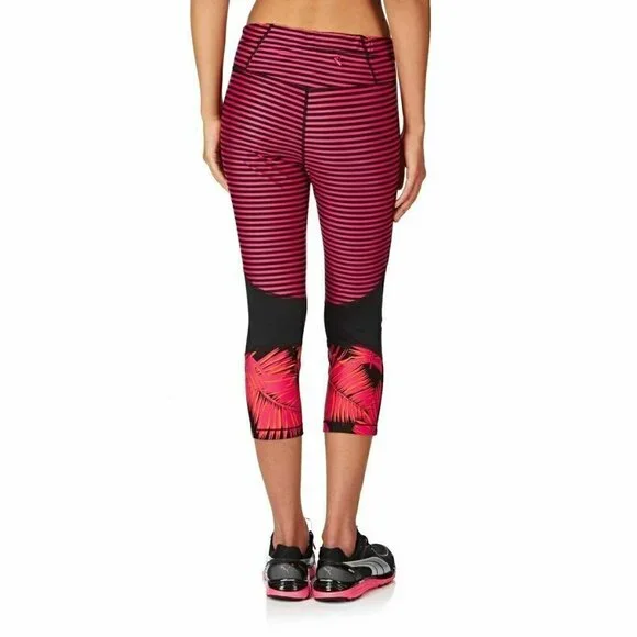 Roxy Women's Relay Running Active Dry Flight Striped Capri Pants Size S M BCH4 - Picture 3 of 11